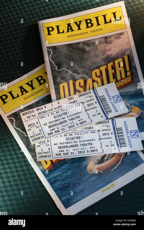 Disaster Broadway Theater Tickets With Playbill Nyc Stock Photo Alamy