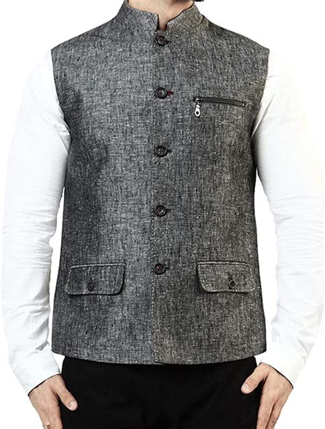 Bagtesh Fashion Nehru Vest Indian Waistcoat Mens Linen Sleeveless Nehru Jacket Mj114 Amazon Ca