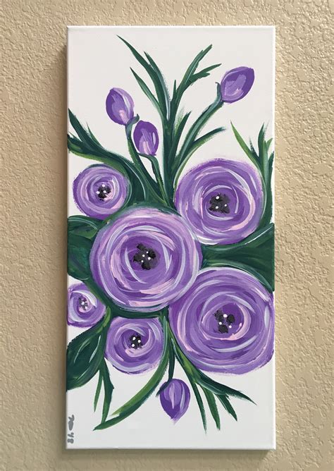 Purple Flower Painting Canvas