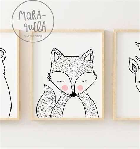 SET Animales de bosque, blanco y negro / Woodland ANIMALS SET. Black