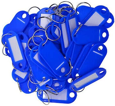 Pack Of 25 Plastic Keyring Fob Tags With Split Ring Coloured Key