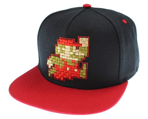 Buy Nintendo Super Mario Hat Pixel Mario Character Black Snapback Hat