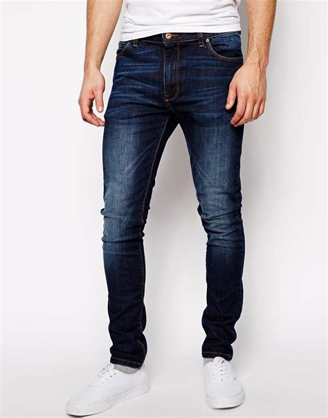Asos Super Skinny Jeans In Dark Wash Blue In Blue For Men Lyst