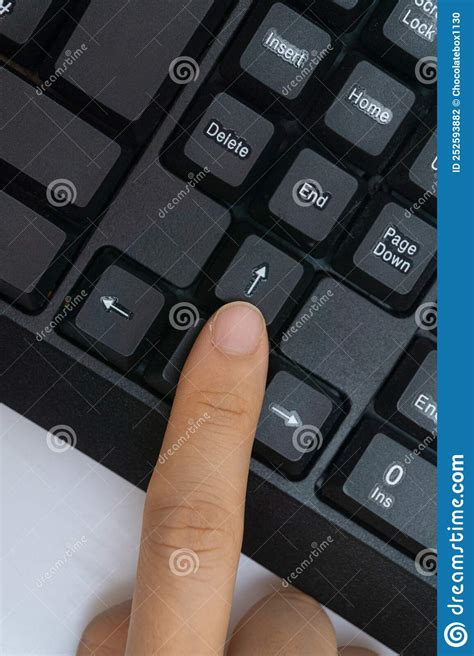 Finger Holding Computer Keyboard Stock Photo Image Of Business