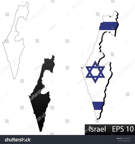 Maps Israel 3 Dimensional Flag Clipped Stock Vector Royalty Free