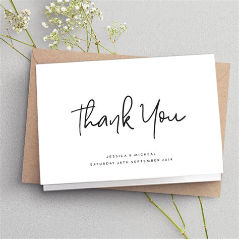 Folded Thank You Cards Wedding Thank You Card Simple Folded Thank You