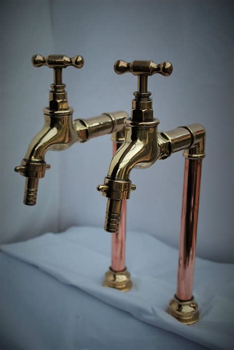 Devol aged brass filter tap. BRASS & COPPER BELFAST KITCHEN SINK TALL BIB TAPS OLD ...