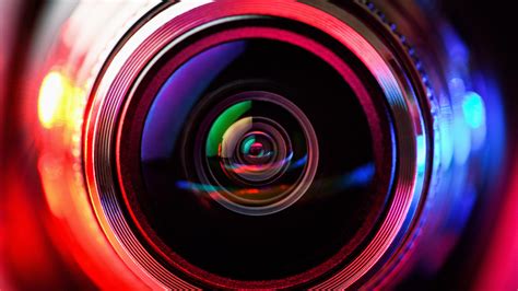 Camera Lens With Red And Blue Backlight Macro Photography Lenses