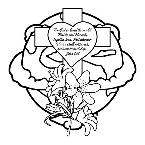8 Best Images of Printable Coloring Page With John 3 16 - John 3 16 Easter Coloring Page