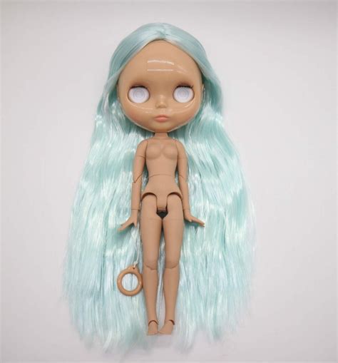 Without Eyes Chips Joint Body Nude Blyth Doll For Diy Blue Hair Tan