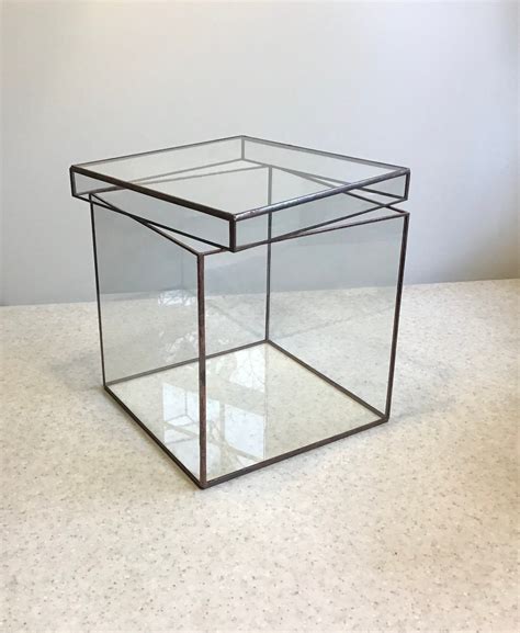 One 12 Inch Glass Cube With Lid Card Box Terrarium Display Etsy