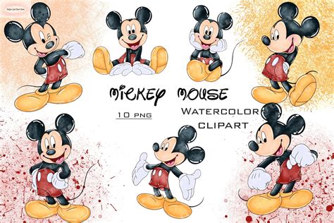 Mickey Mouse Clipart Mickey Watercolor Watercolor Mickey Etsy