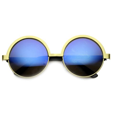 Womens Round Sunglasses With Uv400 Protected Mirrored Lens Round Metal Sunglasses Round