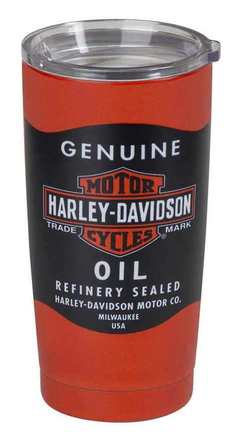 Harley Davidson Oil Can Stainless Steel Insulated Travel Mug 20 Oz