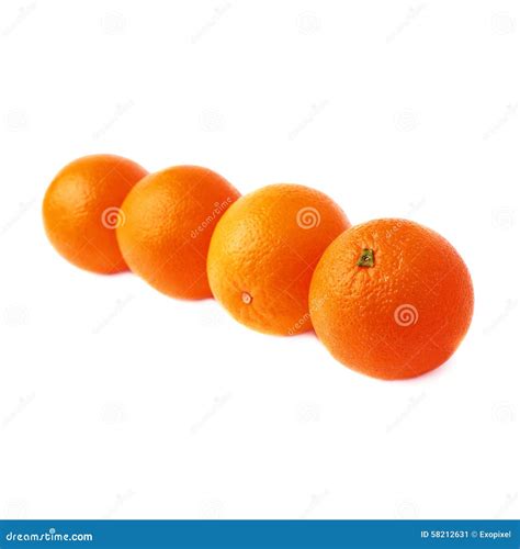Four Oranges Fruits Composition Isolated Over The Stock Image Image
