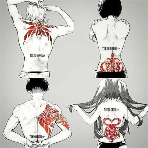 Four Different Types Of Tattoos On The Back Of Peoples Bodies With