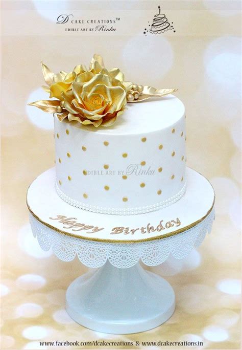 Not just wife, this is a gift for a female 60th birthday. White Cake with Gold Roses | Special birthday cakes, 60th ...