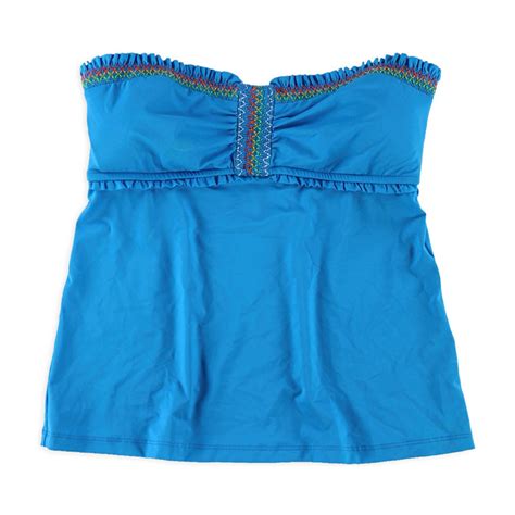 Lucky Brand Womens Stitched Ruffled Bandeau Swim Top Womens Apparel