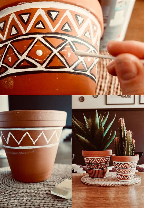 Diy Bohoaztec Painted Terracotta Plant Pots Painted Plant Pots