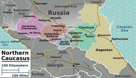 North Caucasus Regions Map - MapSof.net