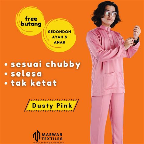 Baju Melayu Pesak Warna Dusty Pink
