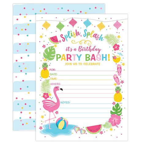Buy Your Main Event Prints Flamingo Birthday Invitation Summer Pool