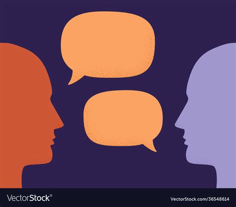 Two Human Heads Silhouette Talking Through Speech Vector Image