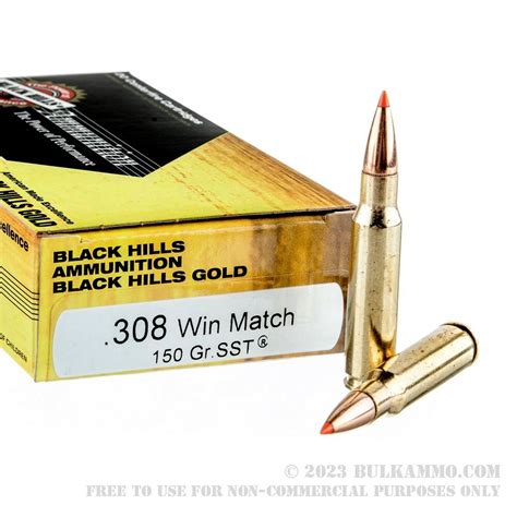 20 Rounds Of Bulk 308 Win Ammo By Black Hills Gold Ammunition 150gr Sst