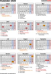Jahreskalender 2021 mit kalenderwochen und den feiertagen für österreich. Kalender 2020 Word zum Ausdrucken: 17 Vorlagen (kostenlos)