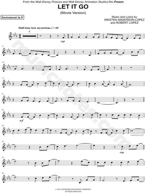 Easymusic.altervista.org ▽▽▽▽ read more ▽▽▽▽ ▷ recorder. "Let It Go (Movie Version) - F Instrument" from 'Frozen' Sheet Music in Eb Major - Download ...