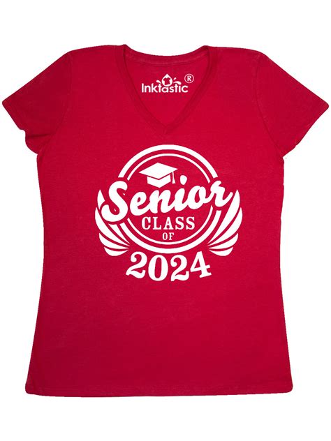 Inktastic Senior Class Of 2024 In White With Graduation Cap Womens V