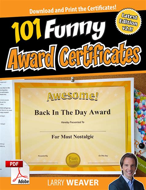 Funny Awards Silly Awards Humorous Award Certificates