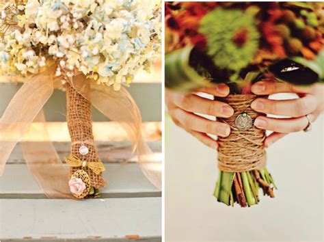 Wedding bouquets wrapped in burlap. Wedding Bouquet Wraps, Handles and Holders Inspiration ...