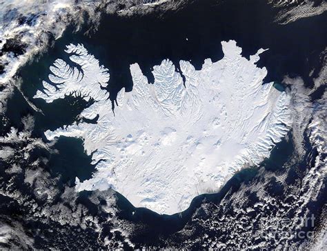 Satellite Image Of Iceland Photograph By Nasascience Source