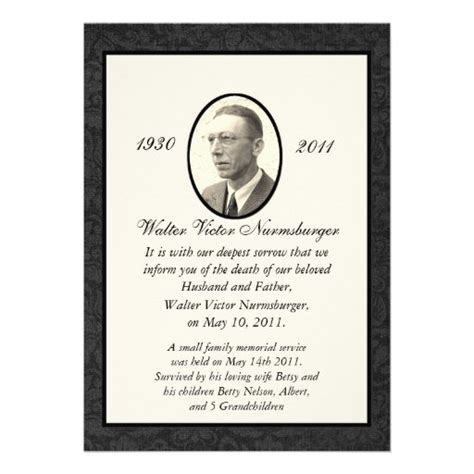 Death announcement cards do not hold any detail about a memorial service or a funeral. Traditional Death Announcement Card 5" X 7" Invitation Card | Zazzle