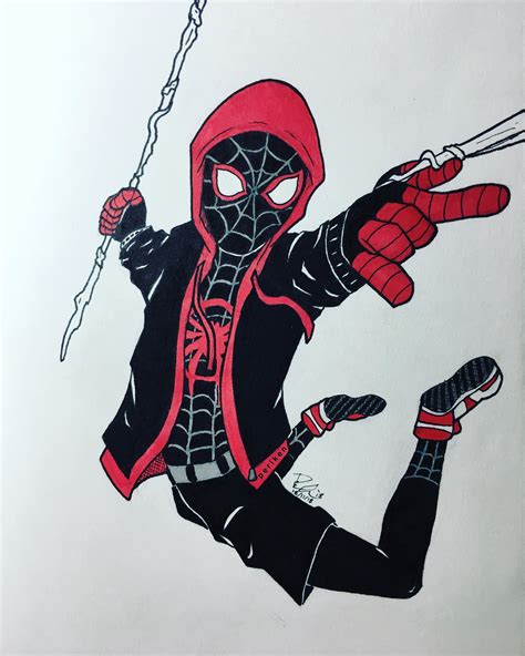 Miles Morales How To Draw Spiderman Into The Spider Verse