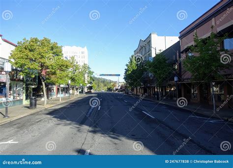 A Beautiful View Of Downtown Redding With Shops And Restaurants On A