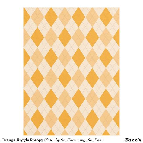 Orange Argyle Preppy Checkered pattern print Fleece ...