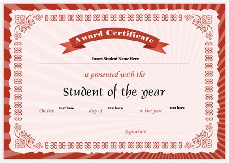 Student Of The Year Award Certificates Professional Certificate Templates
