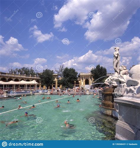 Outdoor Pool With Men And Women At Szechenyi Thermal Baths Budapest