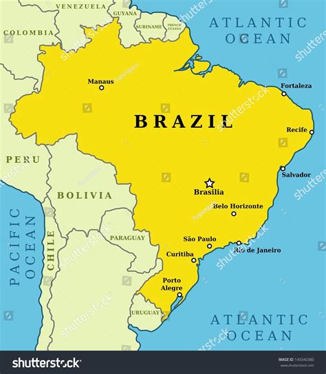 Map Brazil Country Outline 10 Largest Stock Illustration 149340380