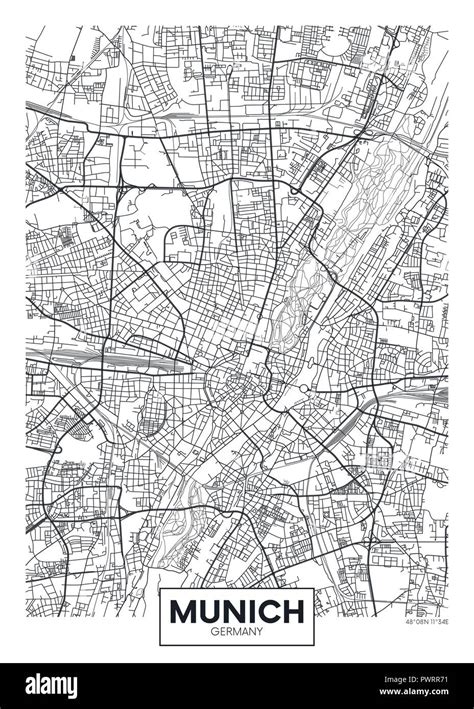 Detailed Vector Poster City Map Munich Detailed Plan Of The City