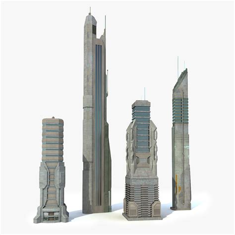 Sci Fi City Set 4 Futuristic 3d Model 49 Obj Fbx Max Free3d