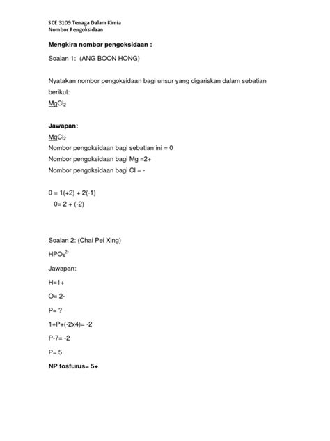 Soalan Nombor Pengoksidaan Pdf
