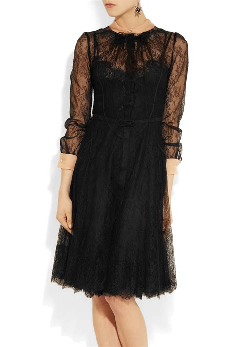Valentino Chantilly Lace Dress In Black Lyst