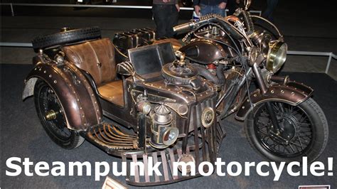 Upea Steampunk Moottoripyörä Sivuvaunulla Awesome Steampunk Motorcycle