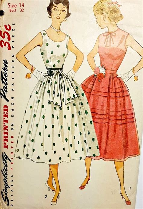 Vintage 1950s Pattern For A Full Skirted Figure Hugging Fit And Flare