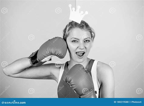 always stay strong lady winner queen of boxing ring sportswoman with princess crown victory