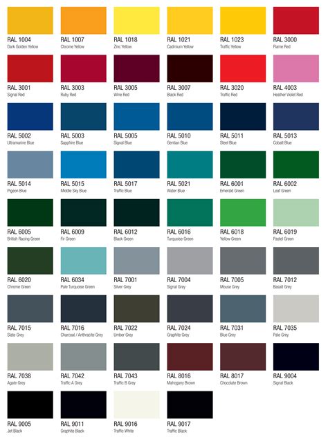 Colour Chart Ral E Effect Colour Chart Brand New E Solid Color