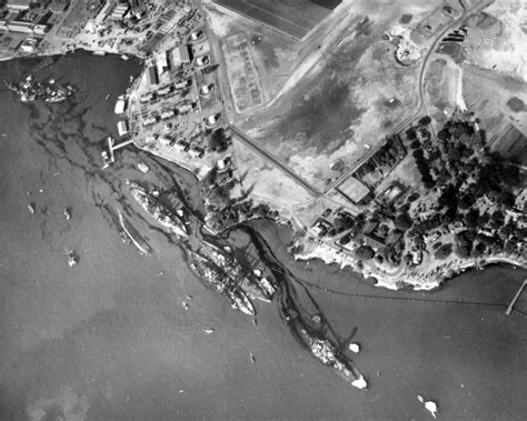 Photo Aerial View Of Battleship Row Pearl Harbor Oahu Us